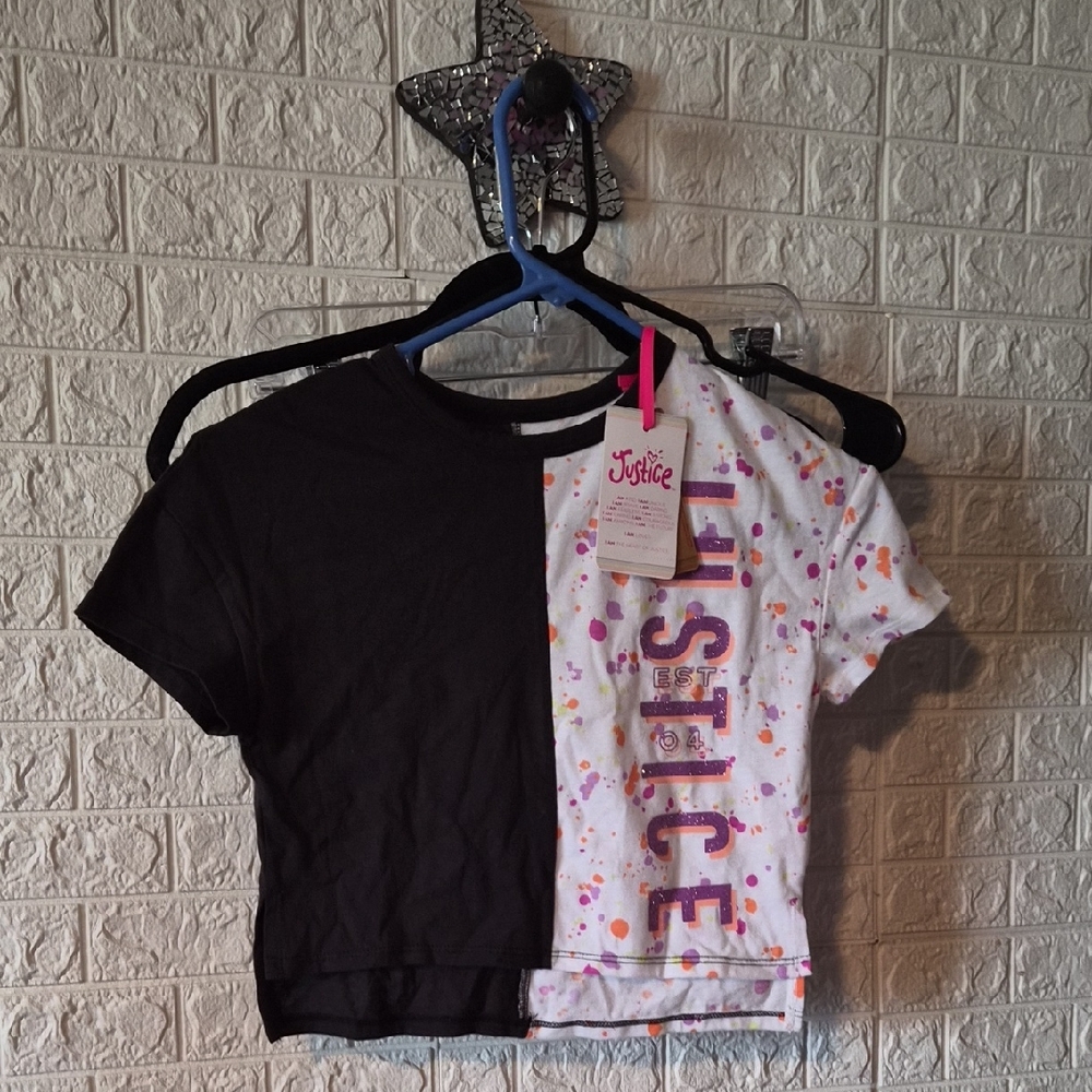 Justice Black and White Confetti Kids T-Shirt